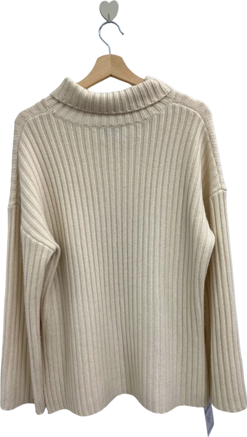 Almada Label Cream Ribbed Turtleneck Sweater UK M