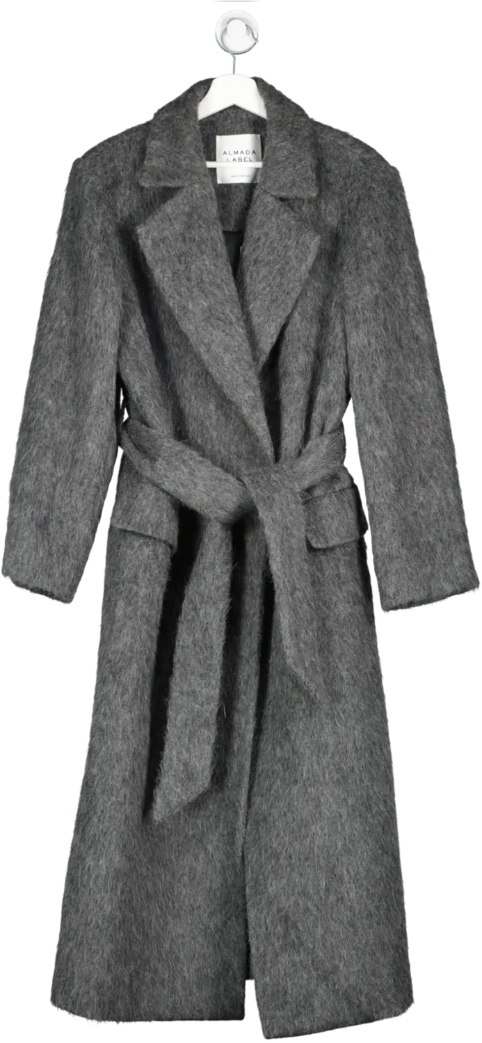 Almada Grey Ivy Mohair Coat - Luxurious UK Size Large Outerwear