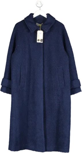 ANTHROPOLOGIE Blue Boucle Slouchy Coat UK 14