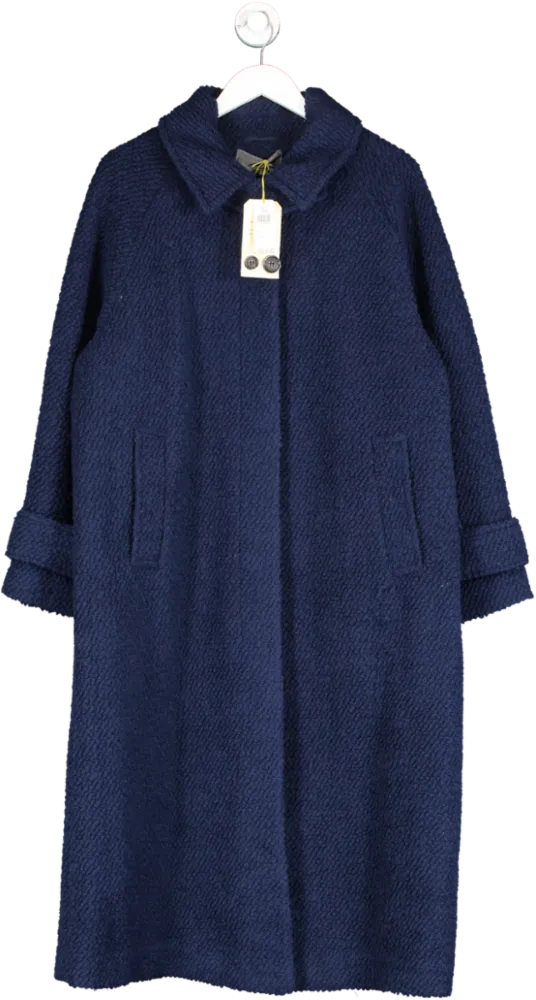 ANTHROPOLOGIE Blue Boucle Slouchy Coat UK 14