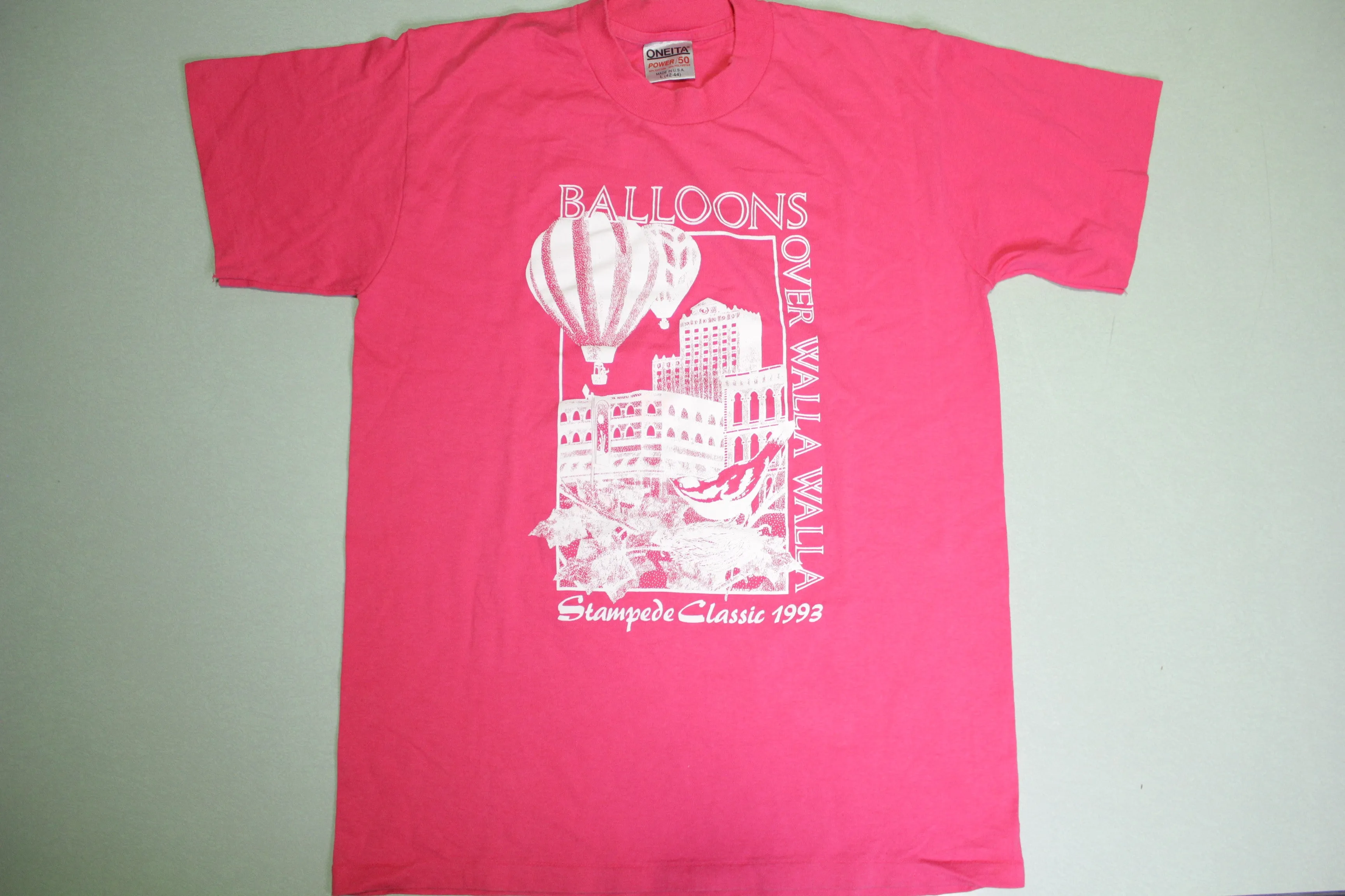 Vintage 1993 Balloons Over Walla Walla Classic Hot Air Balloon Festival Downtown T-Shirt