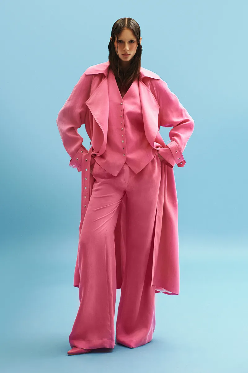 BELTED HOT PINK TRENCH  COAT