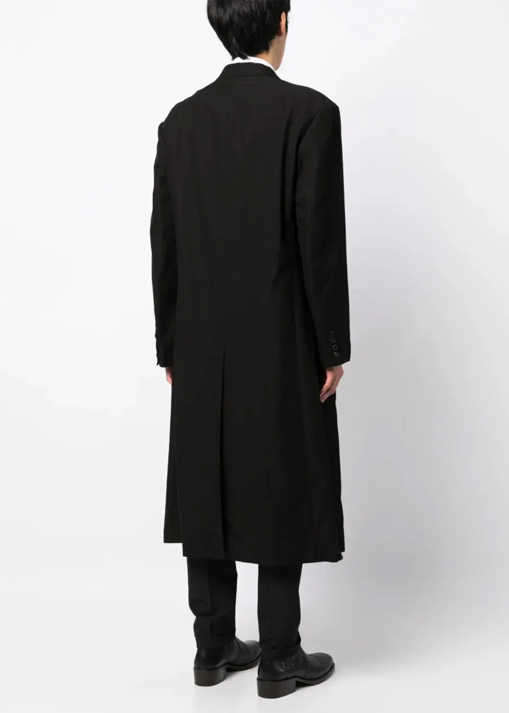 Black Embroidered Motif Single-Breasted Coat