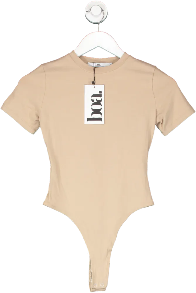 BOA Beige Cotton T Shirt Bodysuit UK XS