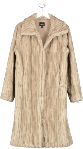 boohoo Brown Faux Fur Vintage Look Coat UK 10