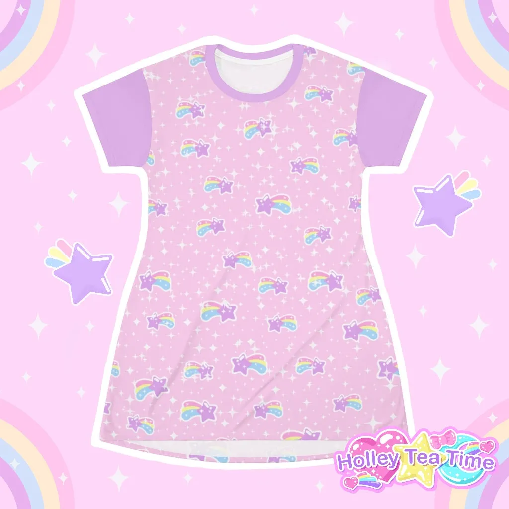 Bubblegum Bunny Shooting Stars All Over Print T-Shirt Mini Dress