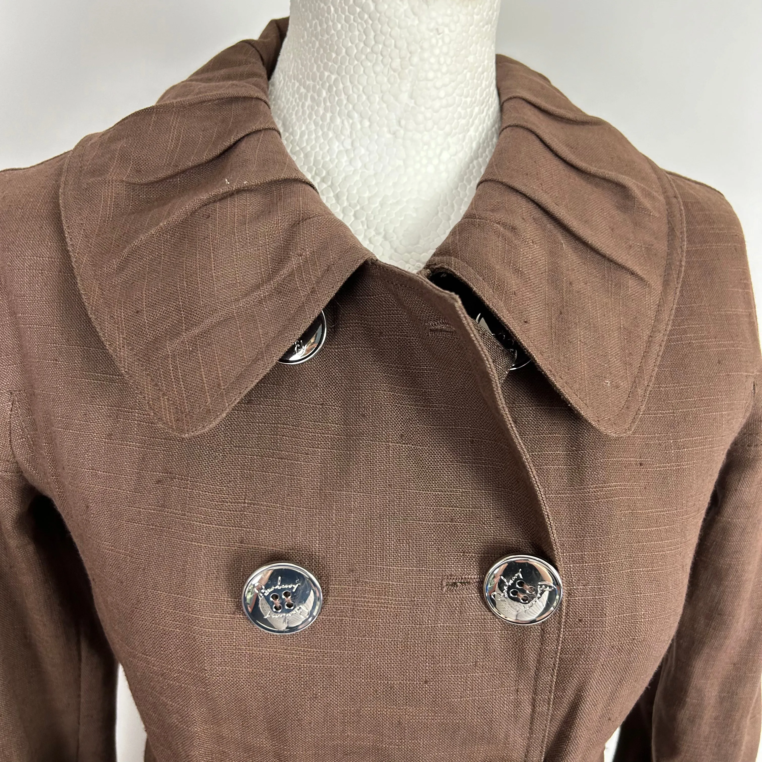 Burberry Cocoa Linen & Cotton Trench Coat XXS