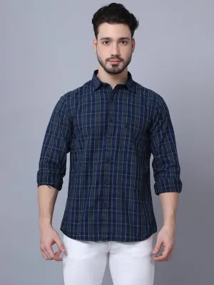 Cantabil Cotton Checkered Green Full Sleeve Casual Shirt for Men with Pocket