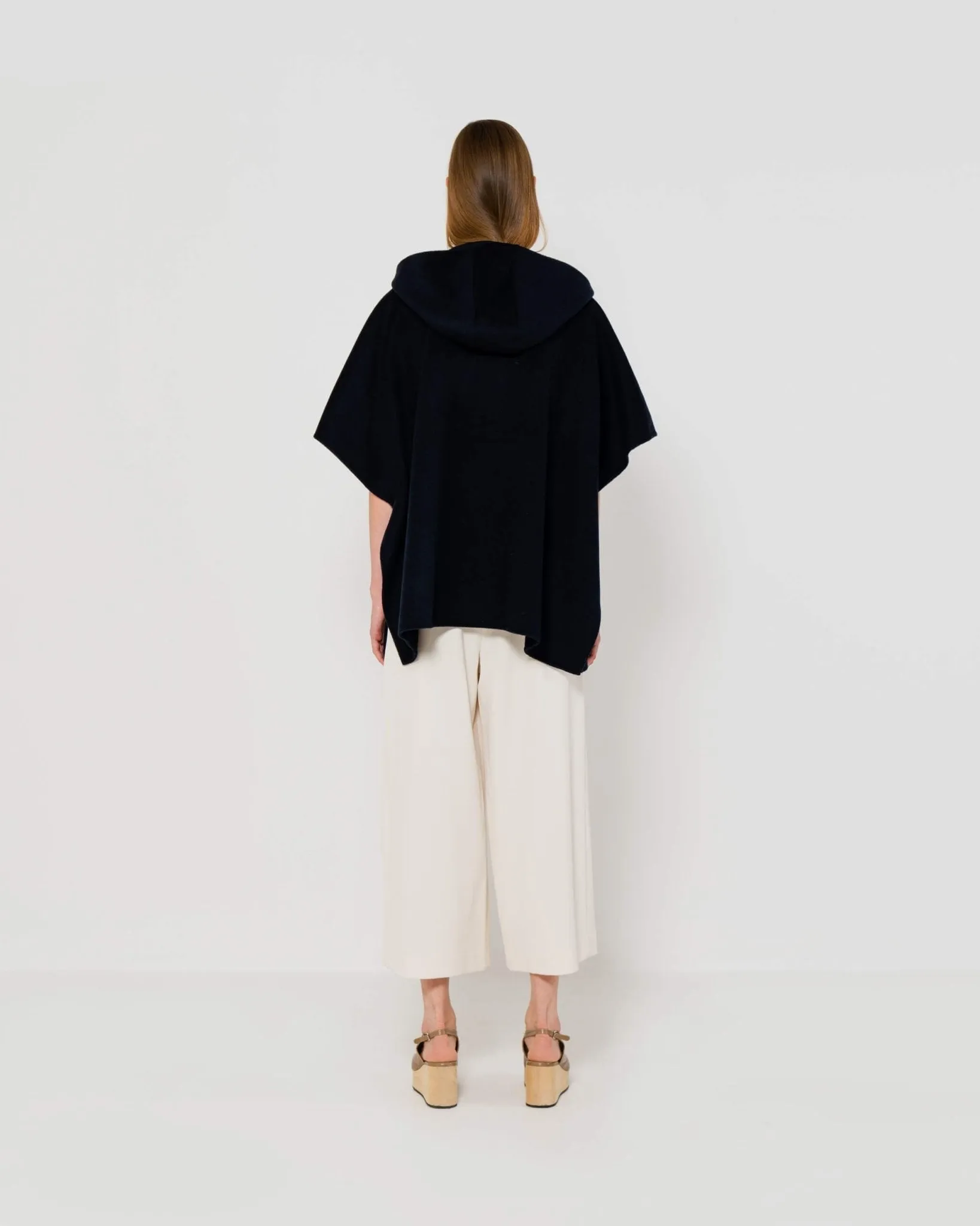 Cashmere Cape with Hood | Navy Blue