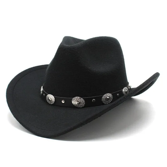 Cowboy hat cow head accessories cowboy hat monochrome felt hat men and women big brim outdoor hat knight hat