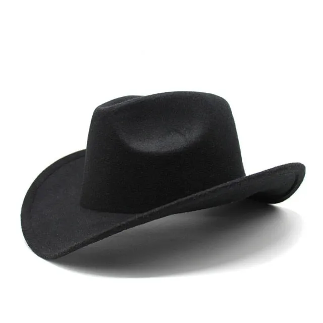 Cowboy hat cow head accessories cowboy hat monochrome felt hat men and women big brim outdoor hat knight hat