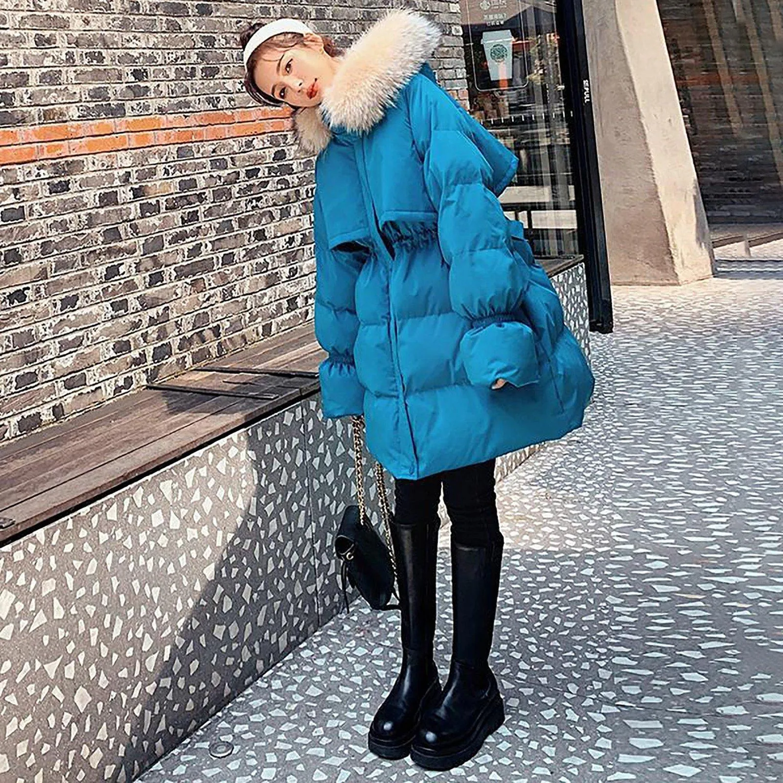 Doris Quilted Cotton Faux Fur Collar Puffer Parka