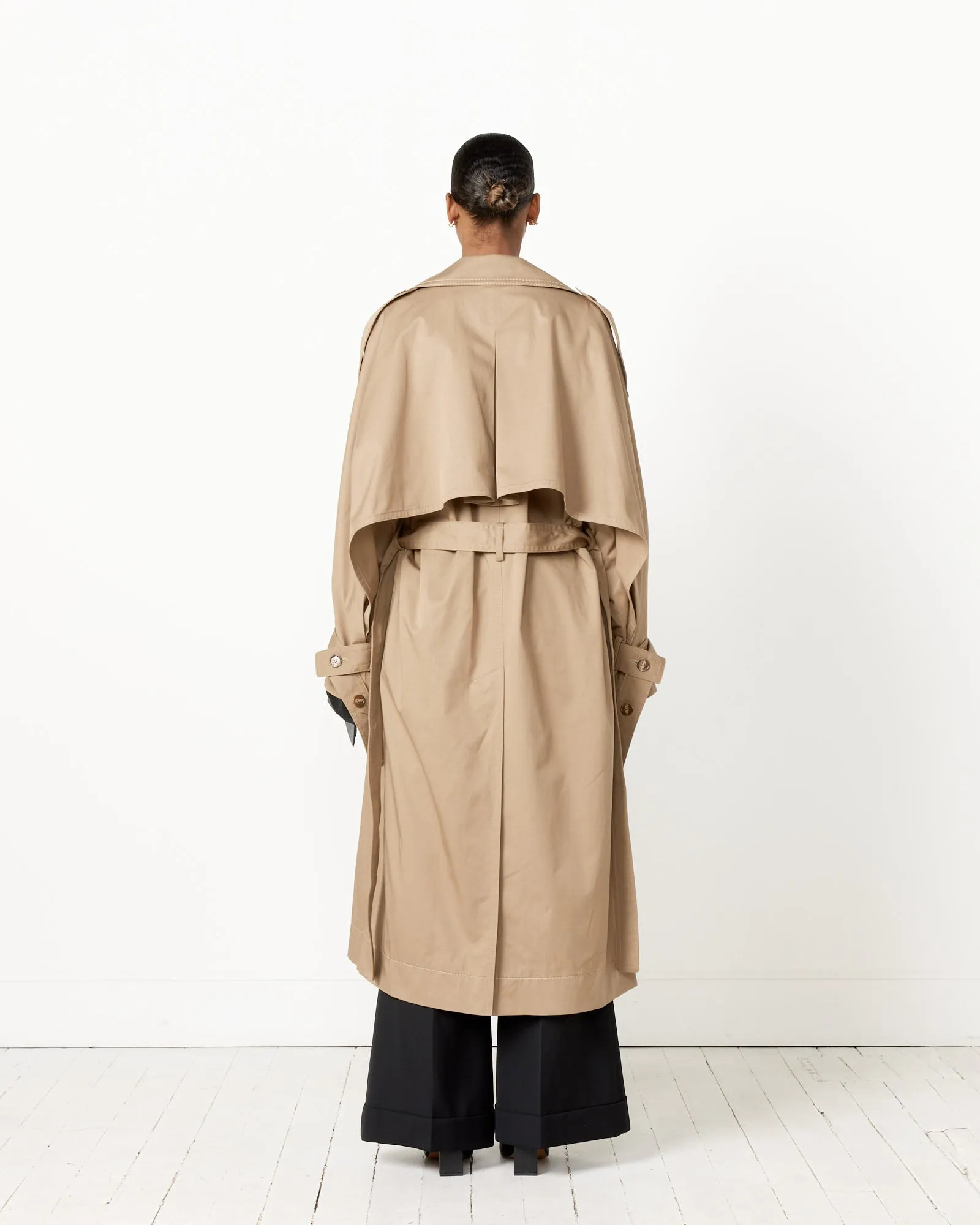 Double-Breasted Trench Coat in Cold Beige