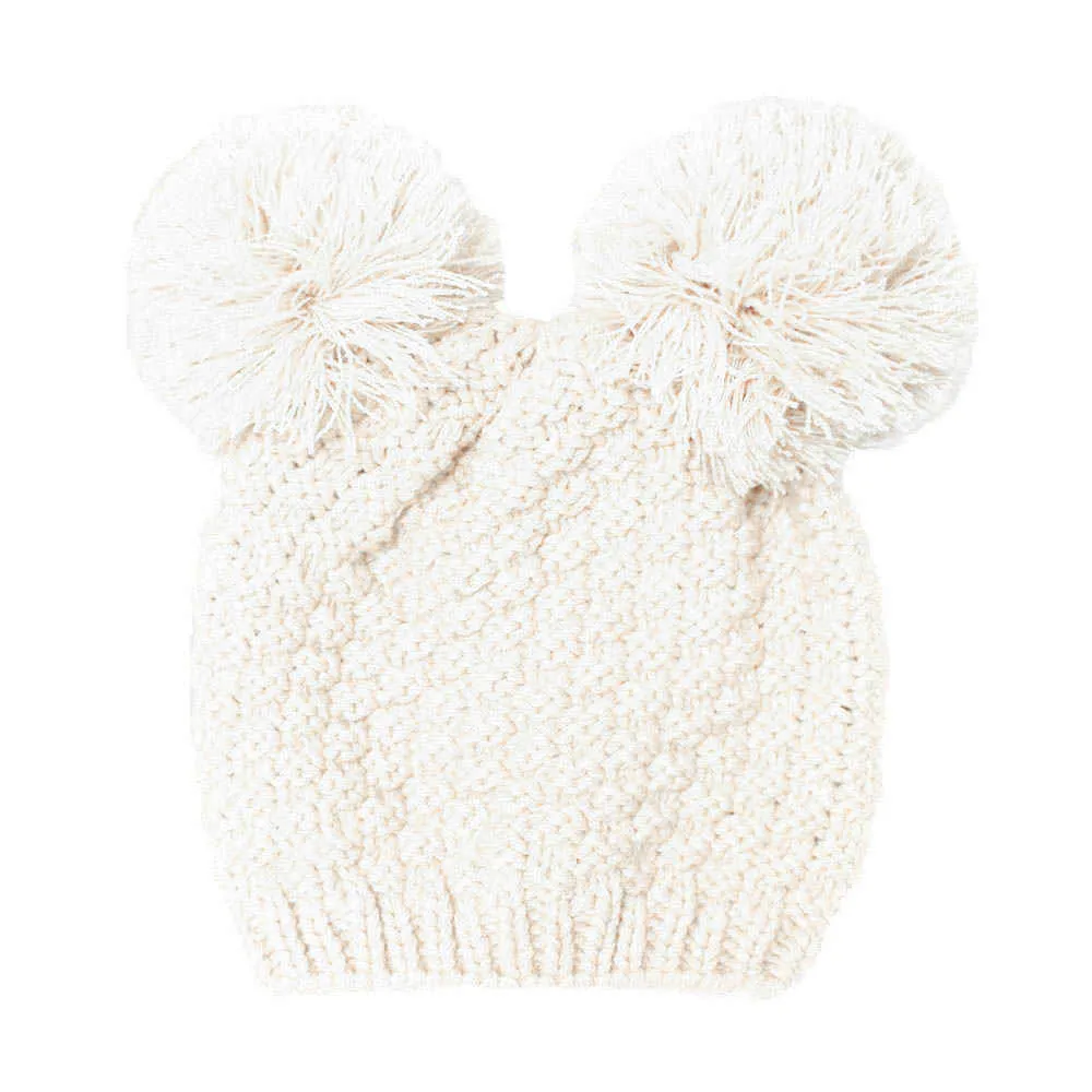 Double Faux Fur Pom Pom Beanie Hat