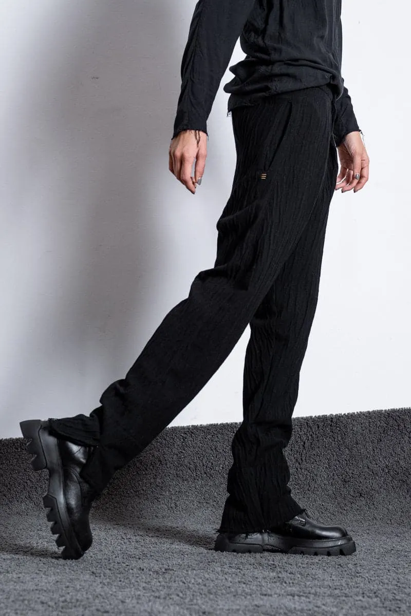 eigensinnig wien | Goethe | Extravagante Baggy Pants mit tiefem Schritt aus Wolle in schwarz