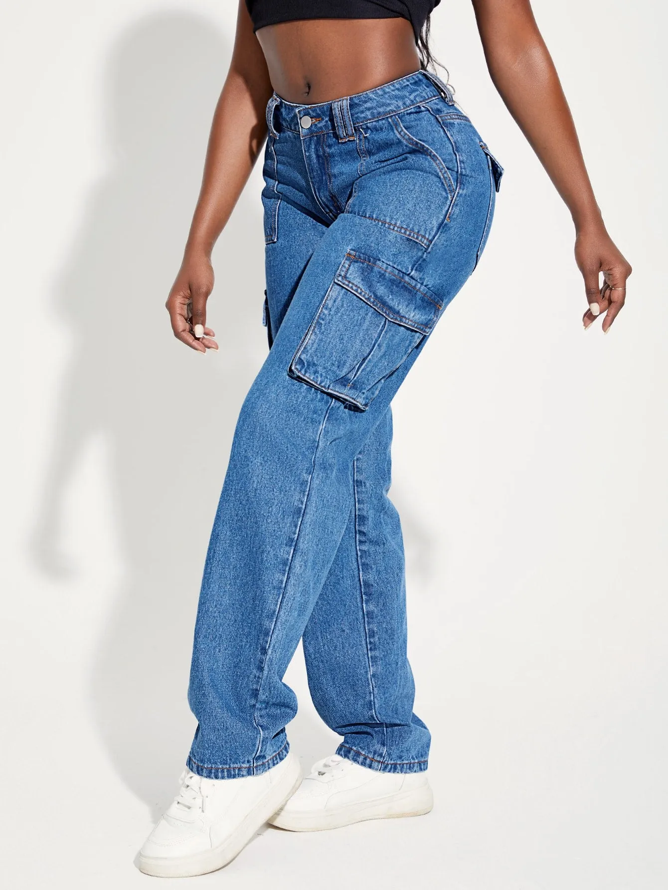 Flap Pocket Side Cargo Jeans