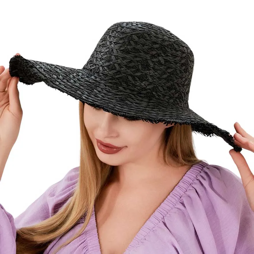 Frayed Edged Straw Sun Hat