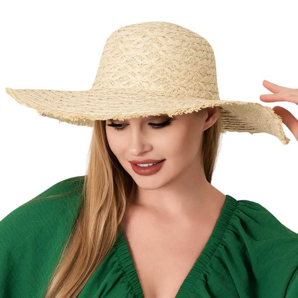 Frayed Edged Straw Sun Hat