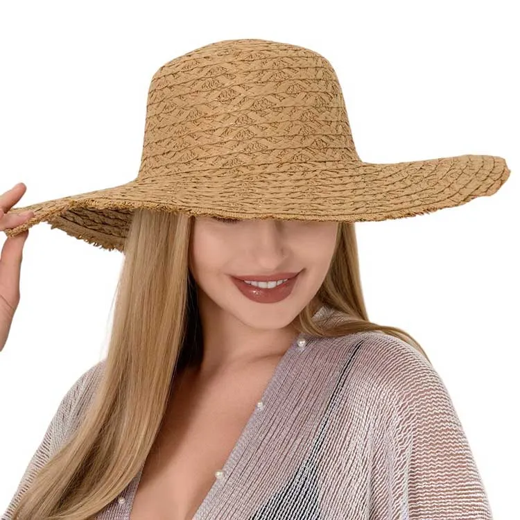 Frayed Edged Straw Sun Hat