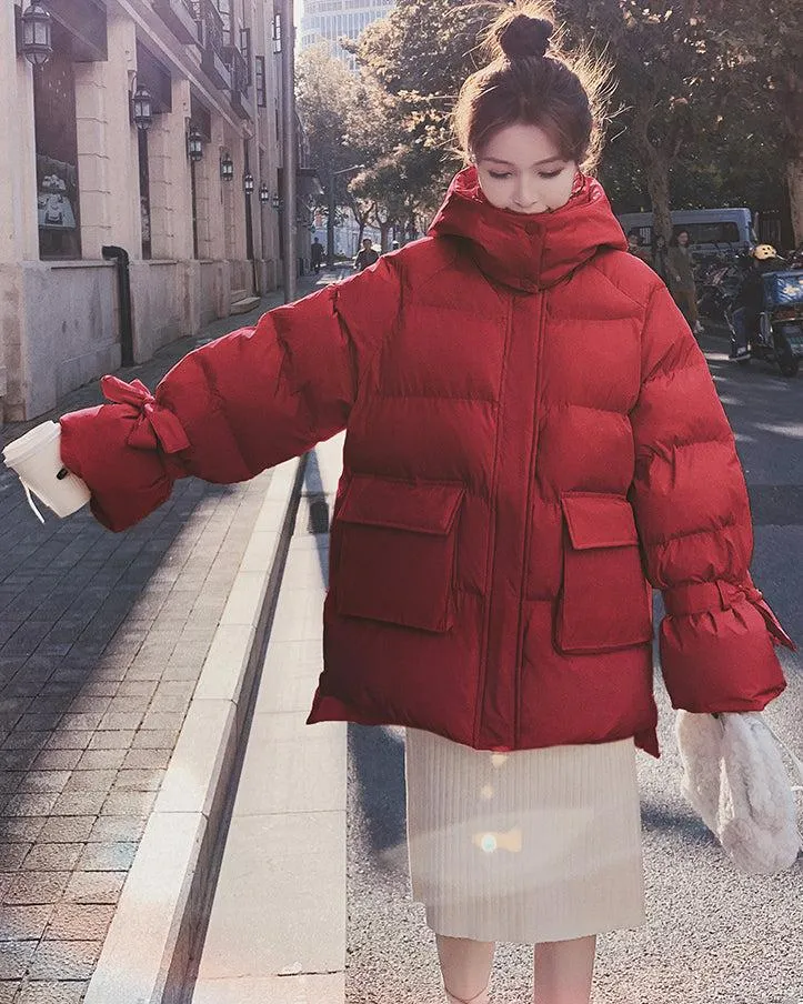 Gladys High Low Hem Hooded Puffer Coat Warm Winter