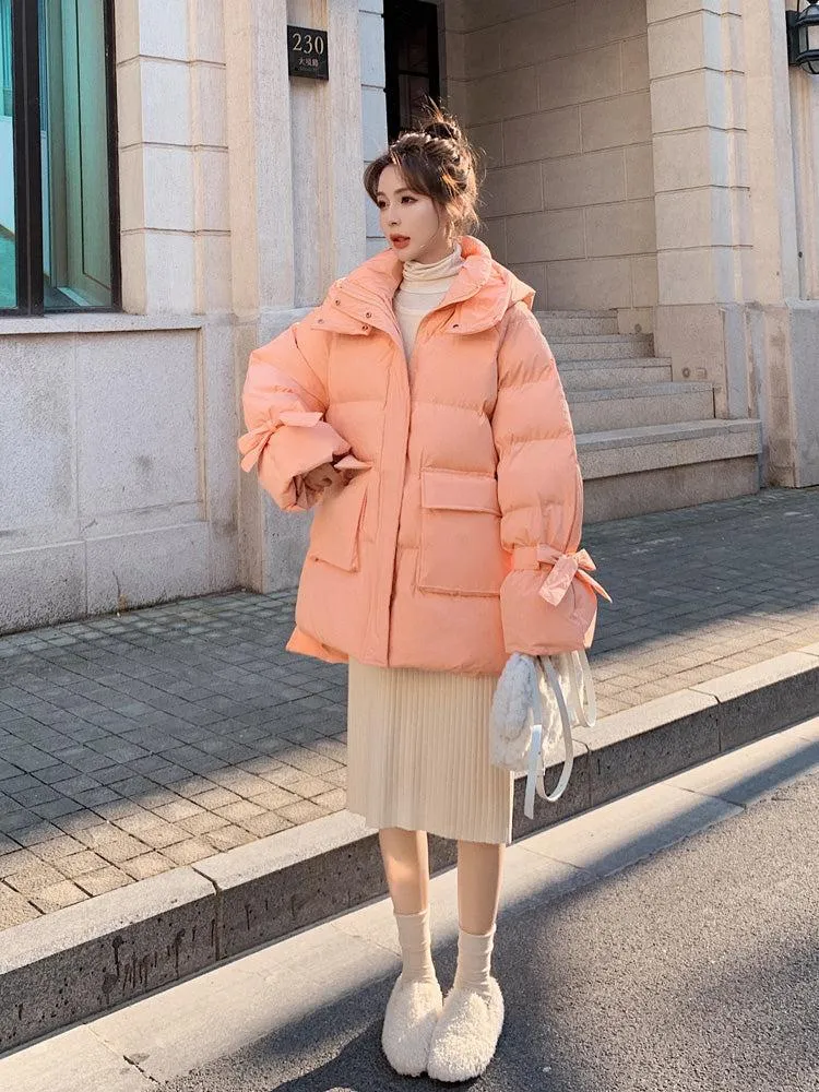 Gladys High Low Hem Hooded Puffer Coat Warm Winter