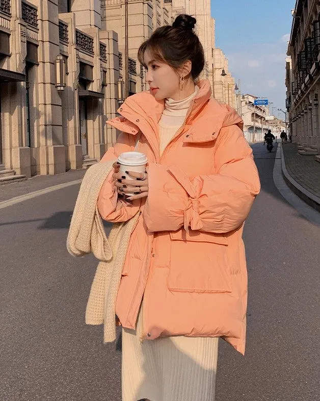 Gladys High Low Hem Hooded Puffer Coat Warm Winter