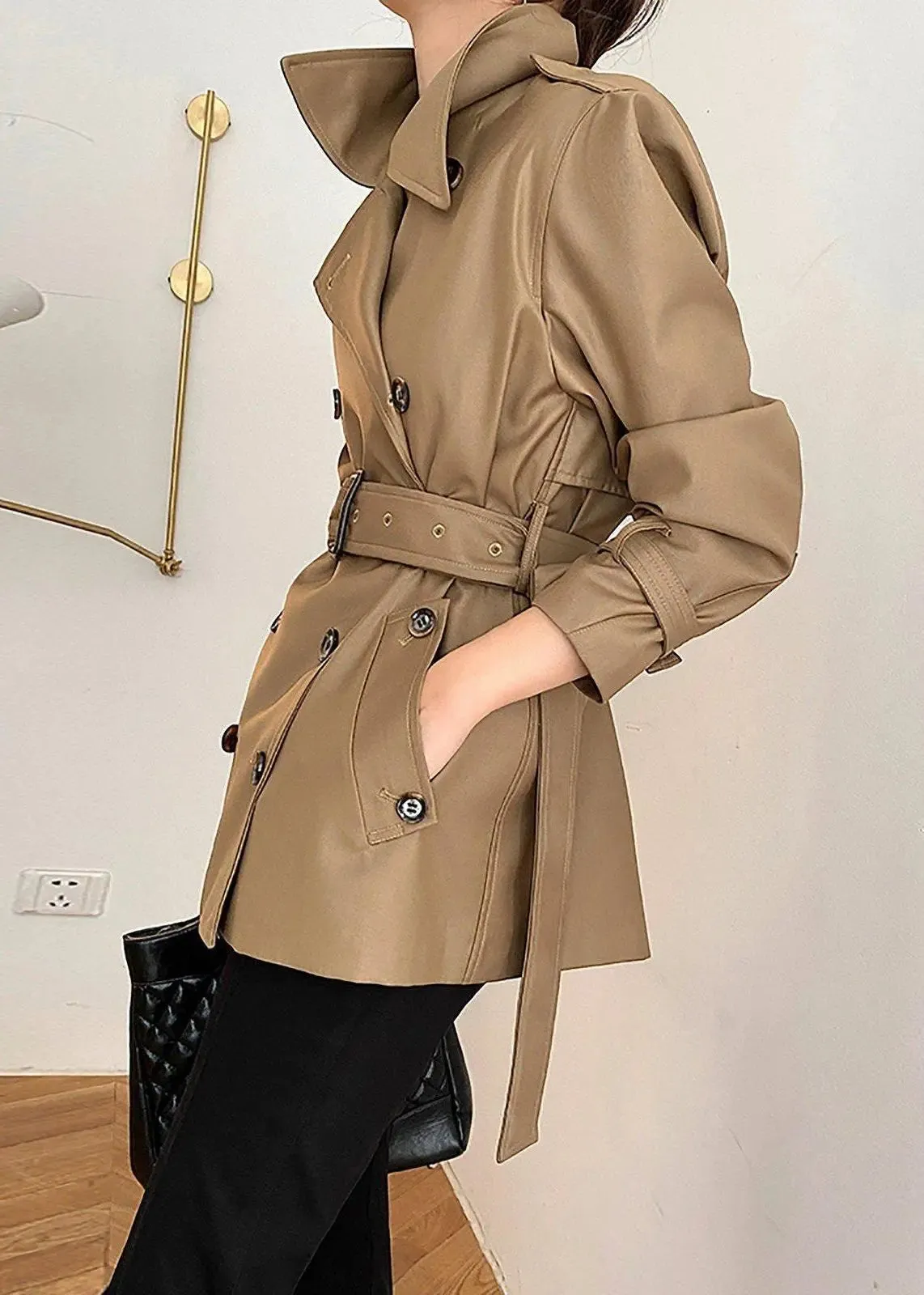 Grace Double Breasted Belted Twill Trench Coat