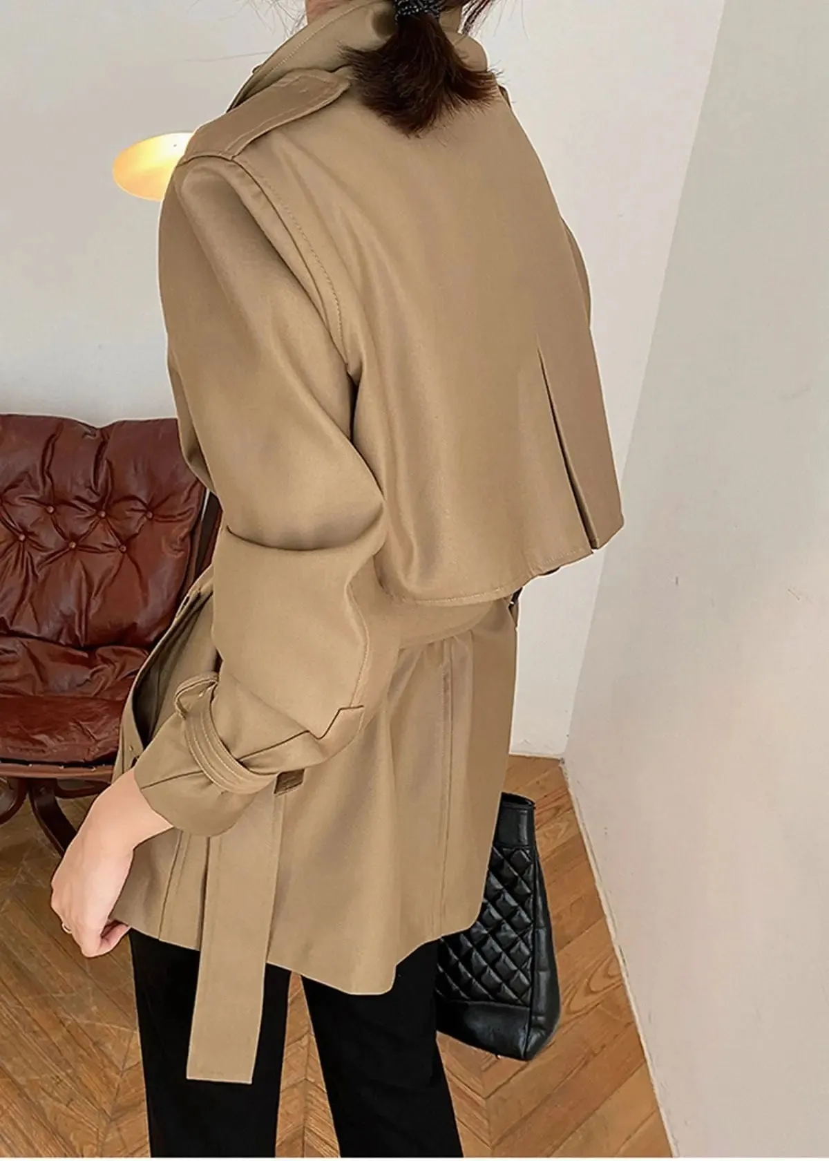 Grace Double Breasted Belted Twill Trench Coat