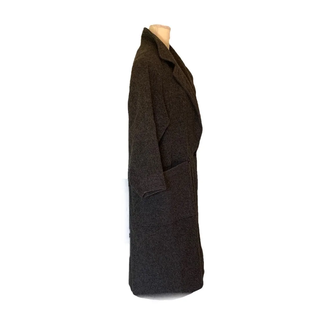 Gray Cashmere Wool Trench Overcoat. Soft and Warm Coat. Oversized 1980s Style.