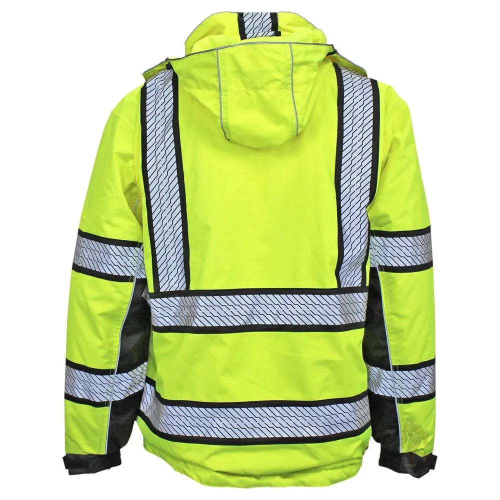 'GSS Safety' Men's 3-in-1 Hi Vis Utility Safety Winter Parka - Lime