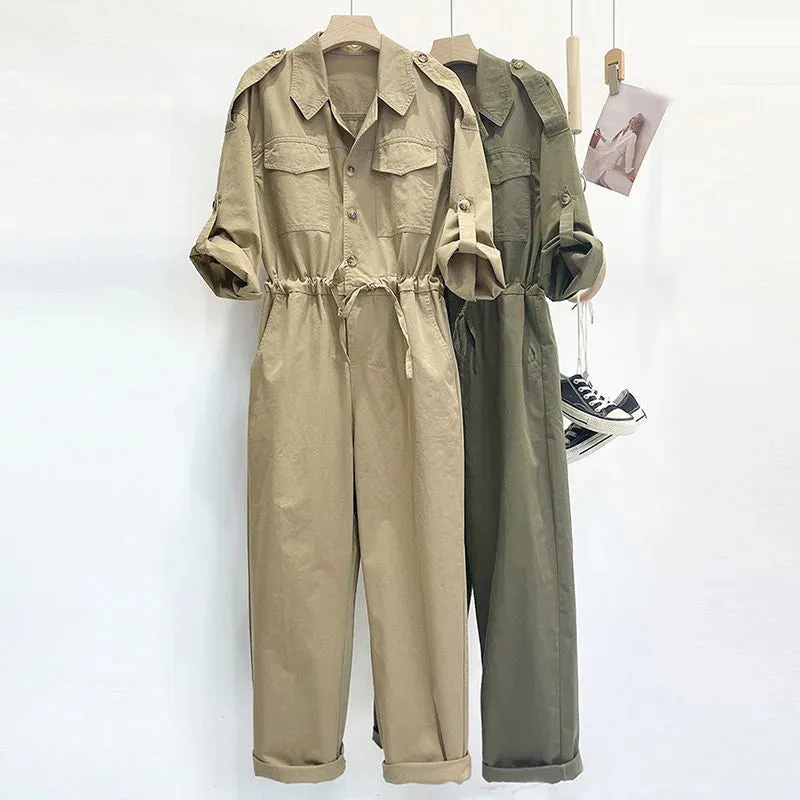 Ashore Shop Spring Autumn  Loose Leisure Age-reducing Wide-leg Womens Jumpsuit