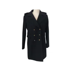 H&M Black Double Gold Buttons Knee-length Winter Coat | Pre Loved |