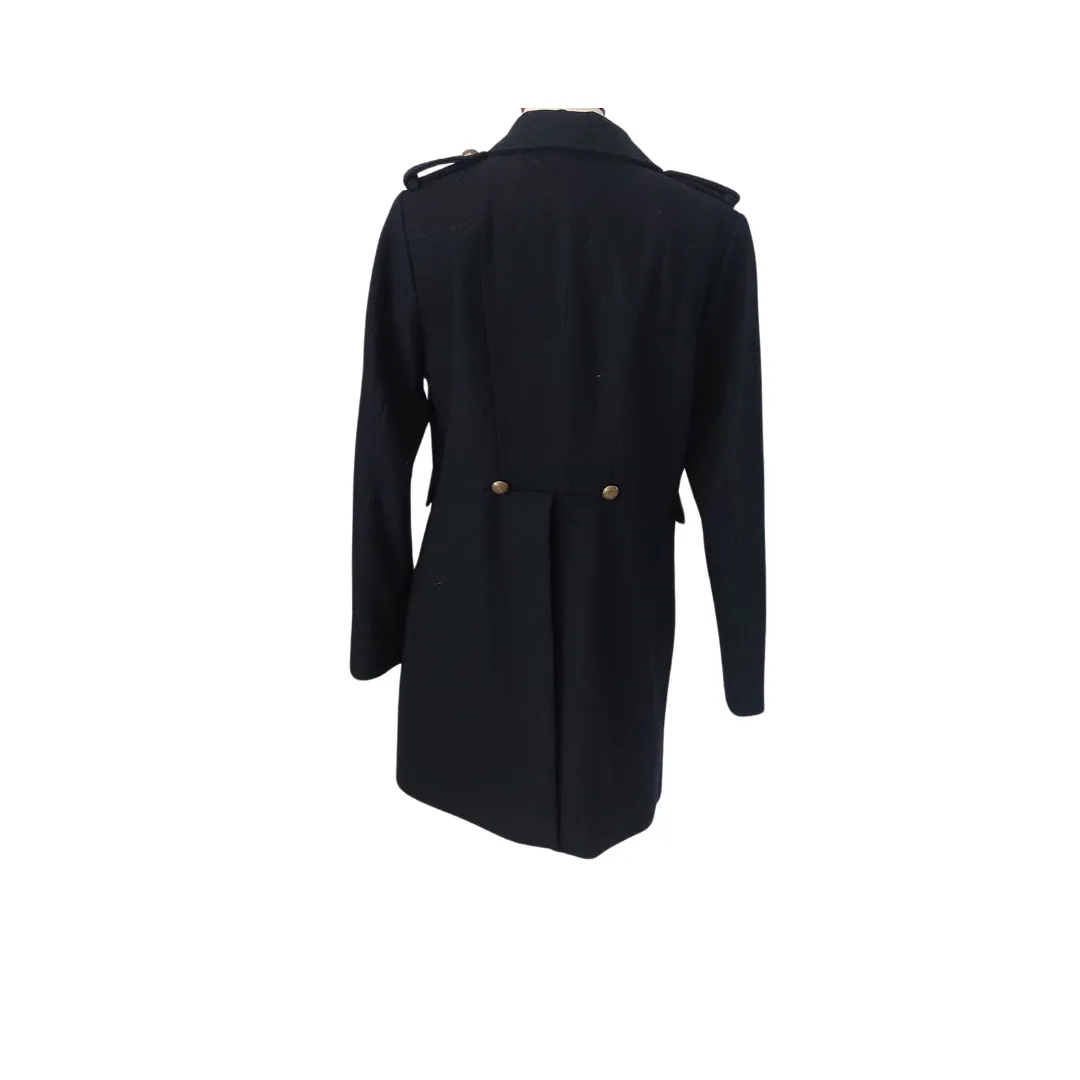 H&M Black Double Gold Buttons Knee-length Winter Coat | Pre Loved |