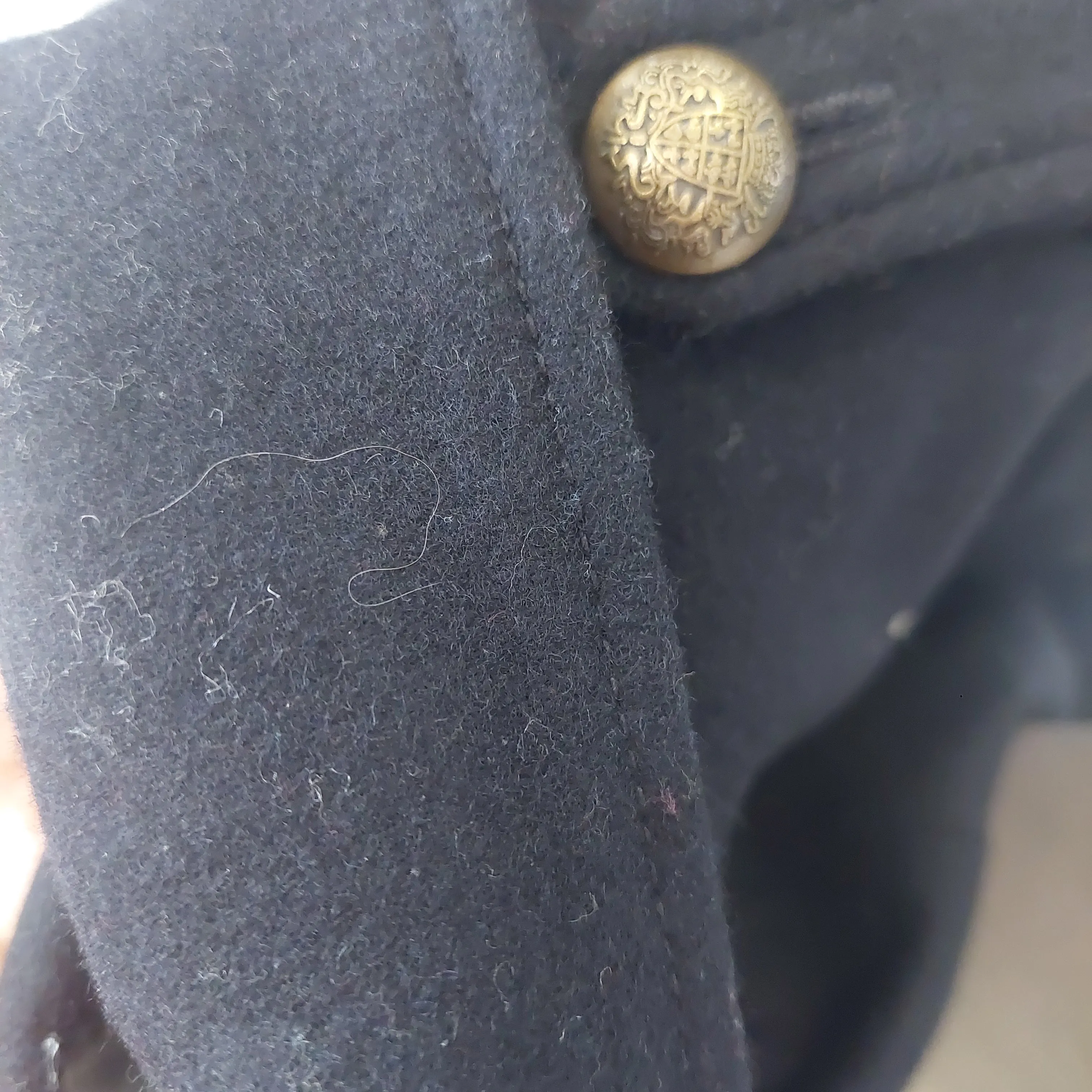 H&M Black Double Gold Buttons Knee-length Winter Coat | Pre Loved |