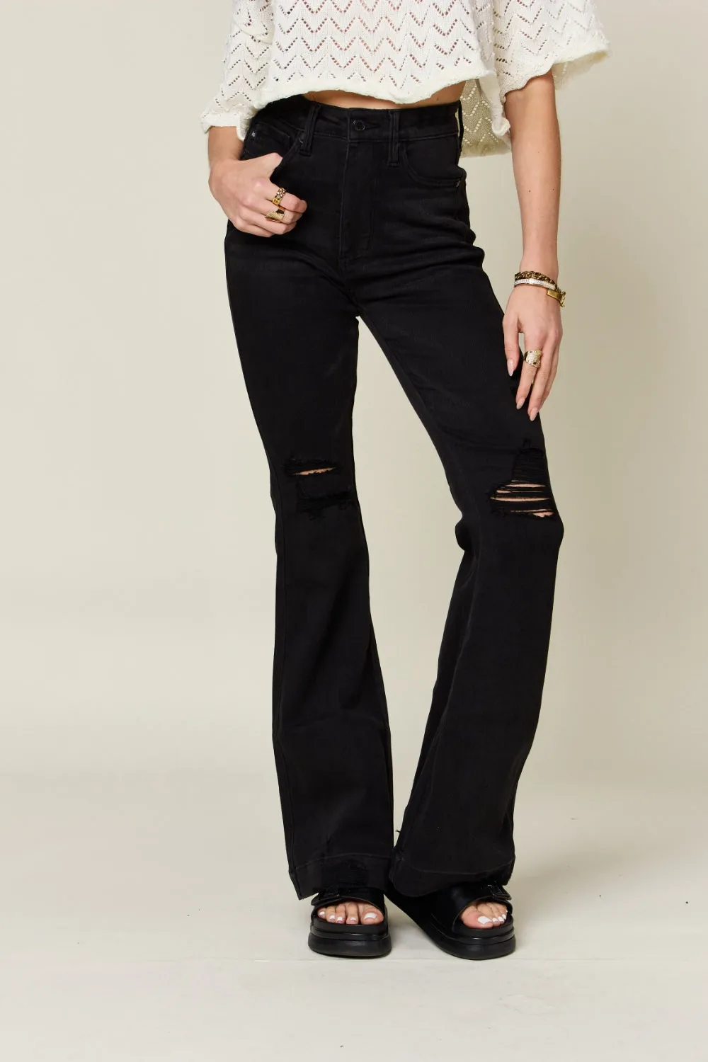 Distressed High Waist Jeans for Women Judy Blue Full Size