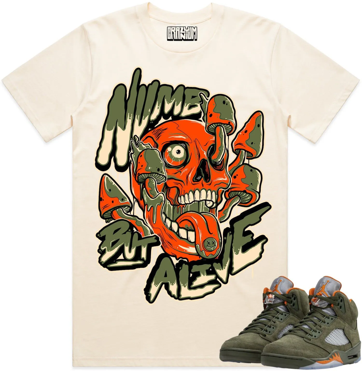 Jordan 5 Olive 5s Shirt to Match - CELADON NUMB ALIVE