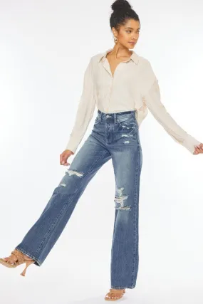 Kan Can Ultra High Rise Distressed 90's Flare Jeans