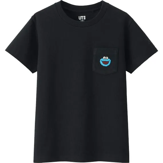 KAWS x Uniqlo x Sesame Street Graphic T-shirt Black (Kids Size: 130)