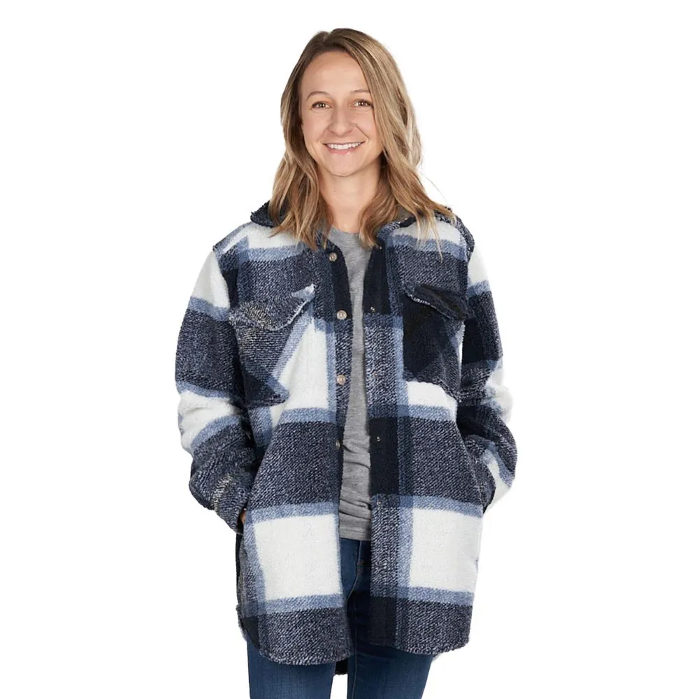 'KEY' Women's Boulevard Snap Front Shacket - Marlin Blue Plaid