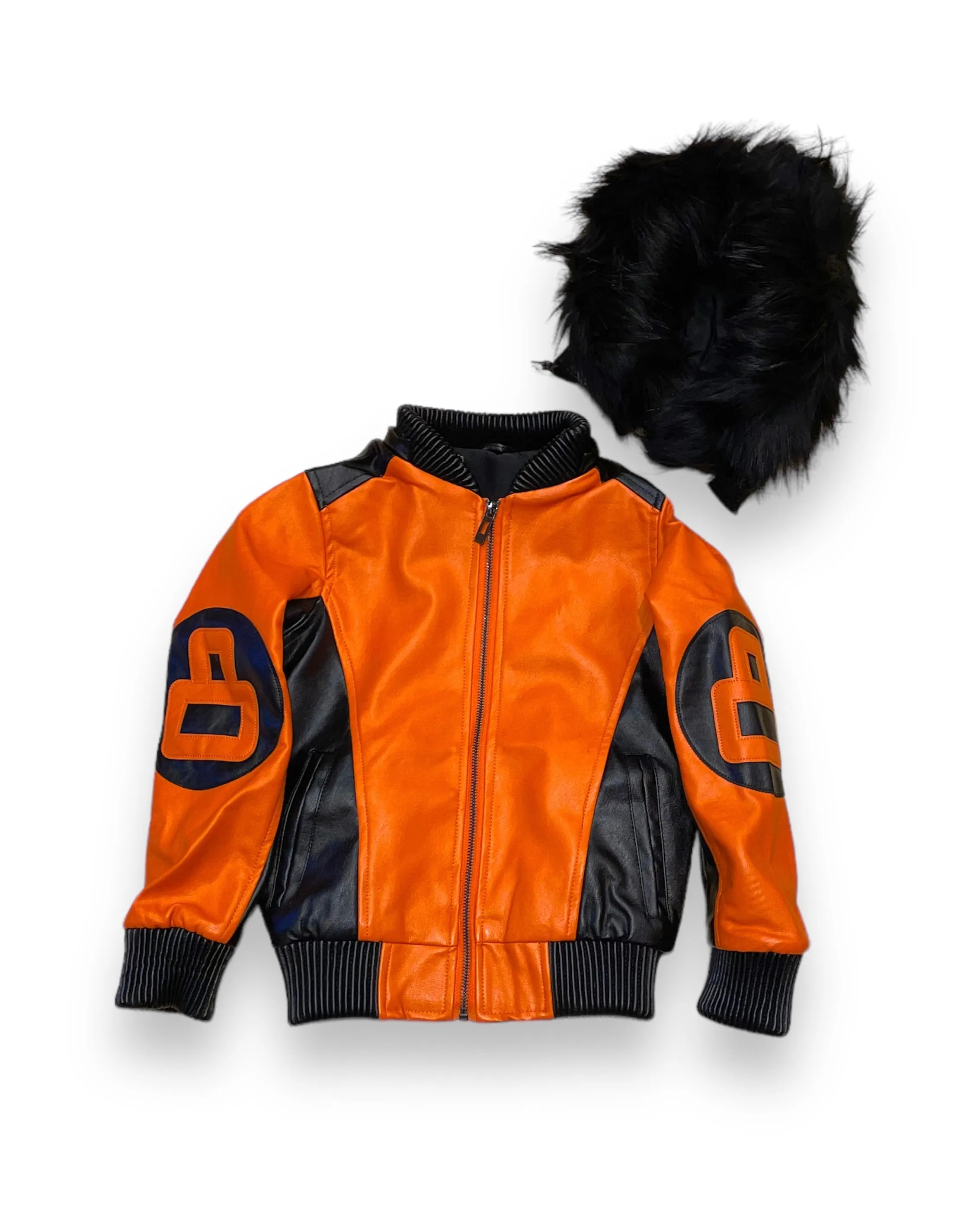 Kid’s PU 8 Ball Fur Bomber Coat