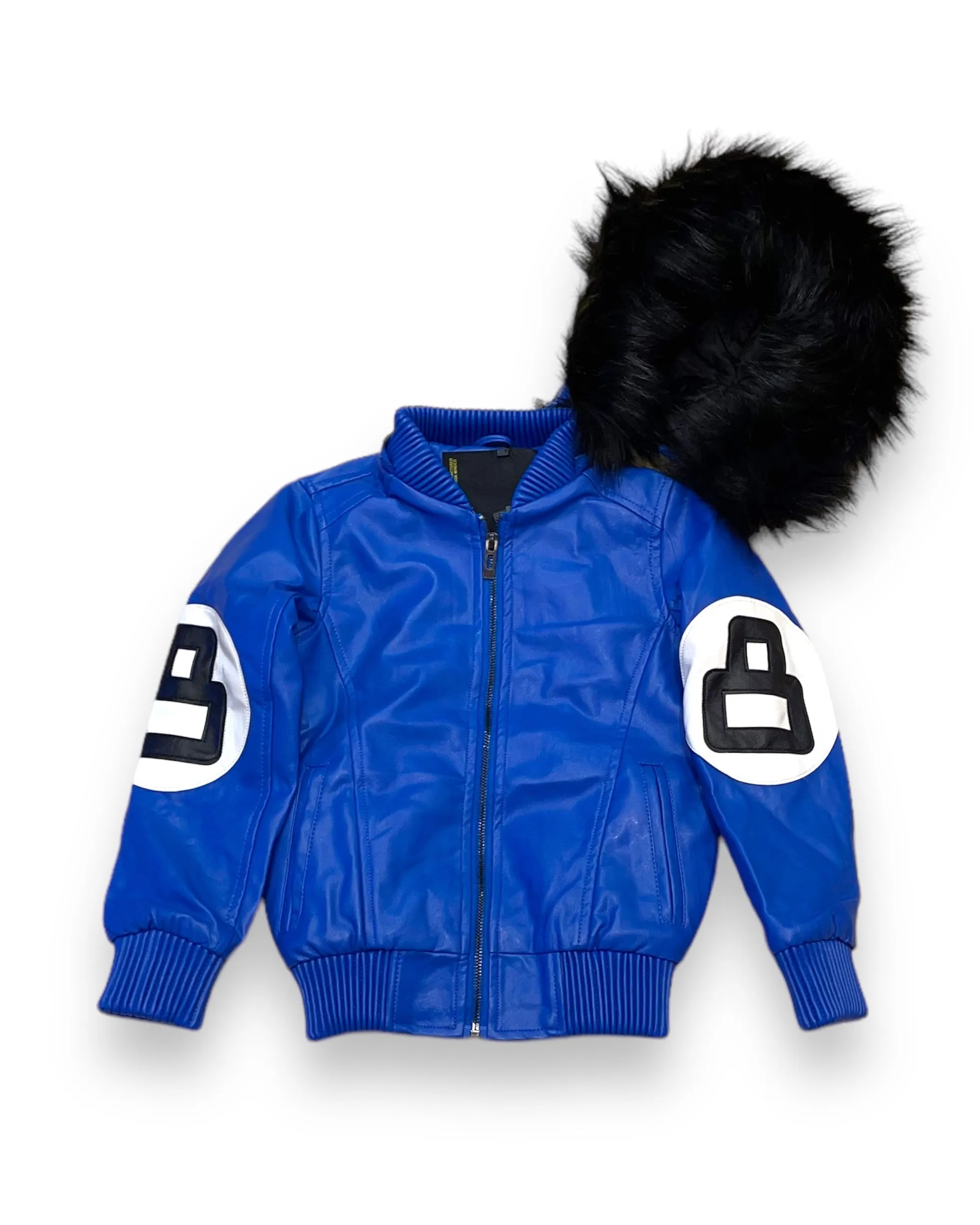 Kid’s PU 8 Ball Fur Bomber Coat