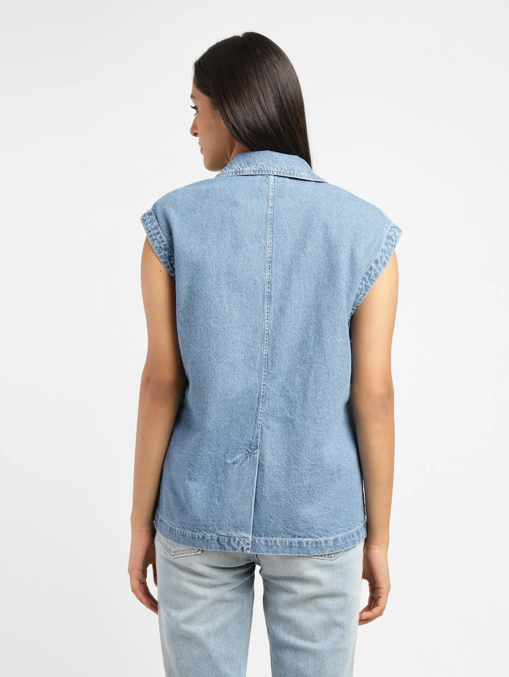 Levi's x Deepika Padukone Solid Blue Notched Lapel Jacket