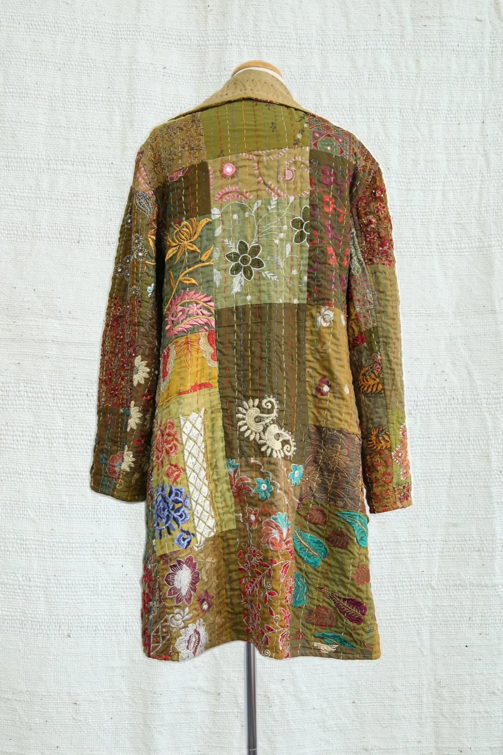 MAHARANI KANTHA COAT PATCHWORK GREEN