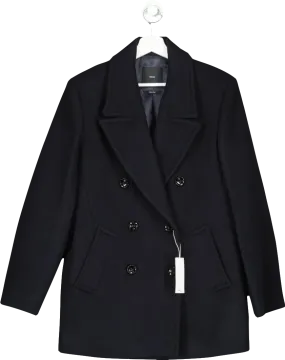 MANGO Blue Double Breasted Wool Coat UK S