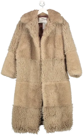 MANGO Brown Faux Fur Coat UK S