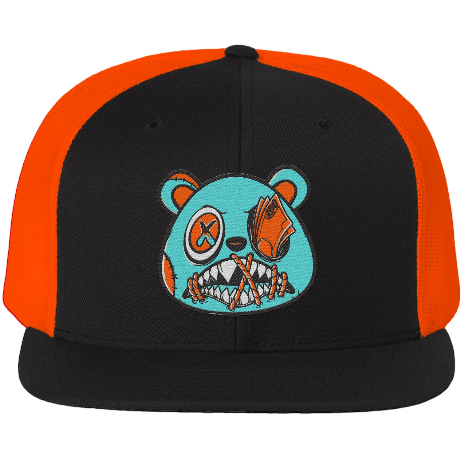 Miami Dolphin Dunks Flat Brim Trucker Hat - MIAMI MONEY TALKS BAWS