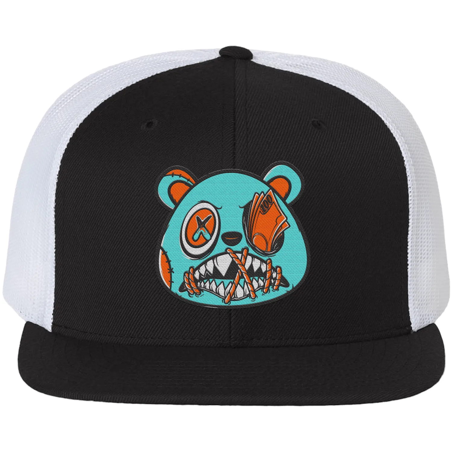 Miami Dolphin Dunks Flat Brim Trucker Hat - MIAMI MONEY TALKS BAWS