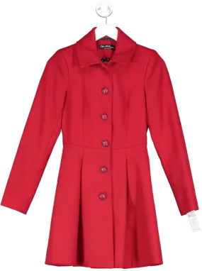 Miss Selfridge Red Button Up Coat UK 4