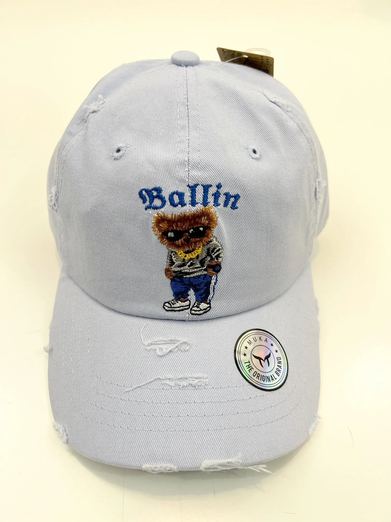 Muka Ballin Bear Dad Hat (Powder Blue)