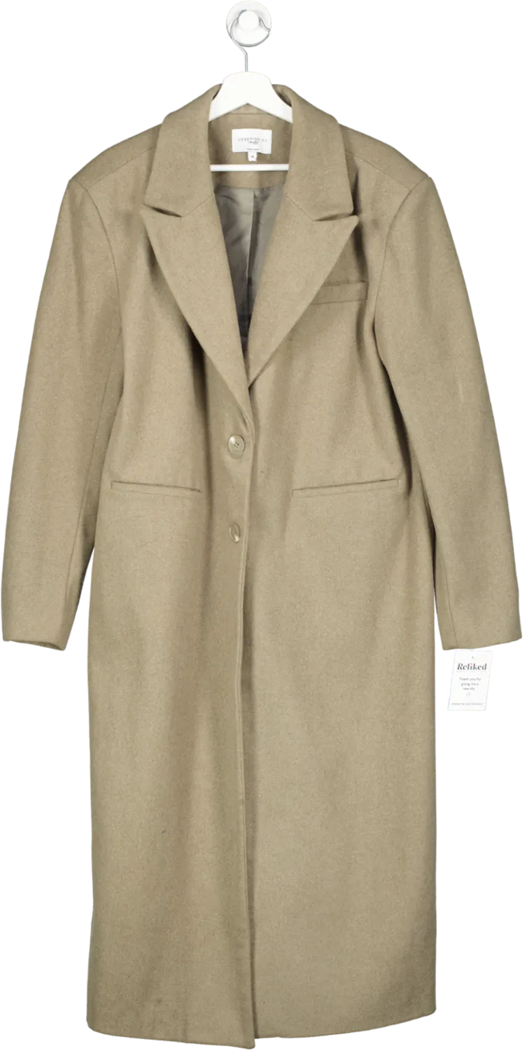 NA-KD Beige Straight Blazer Wool Coat UK 12